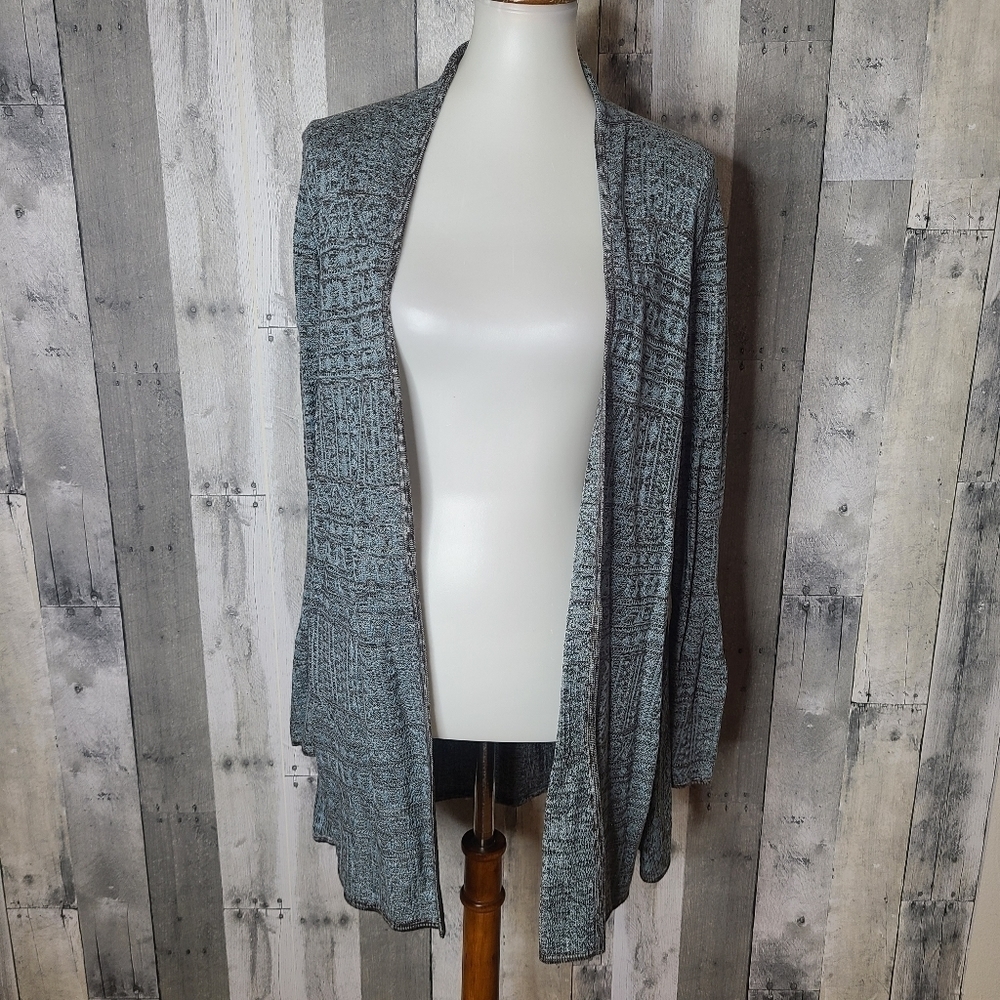 Peruvian Connection Small Blue Pima Cotton Open Front Cardigan